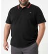 Thumbnail Black polo shirt worn, front angled view.